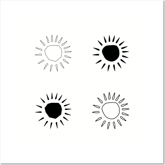 set of sun vector in monochrome illustrations Wall Art by bloomroge